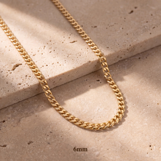 Cadena cubana Monaco de oro de 14 quilates