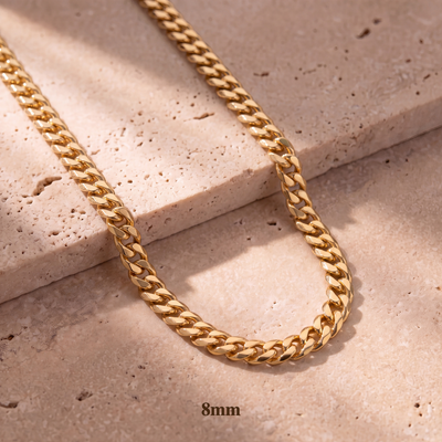Cadena cubana Monaco de oro de 14 quilates