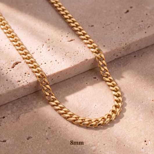 Cadena cubana Monaco de oro de 14 quilates