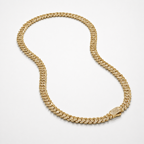 CADENA CUBANA ICED CON ESLABONES PRONG (ORO) 8MM