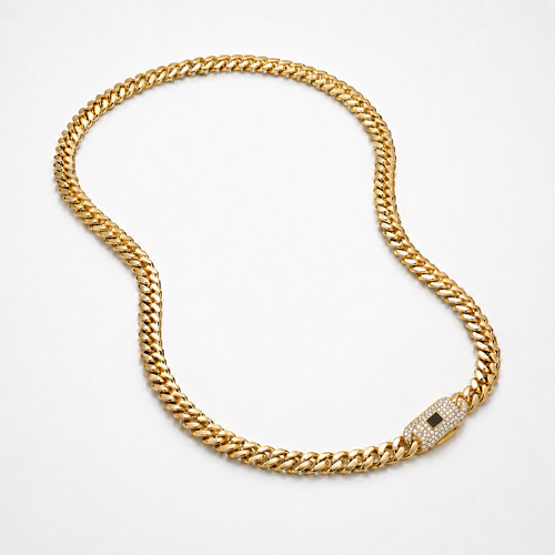 Cadena cubana Monaco de oro de 14 quilates