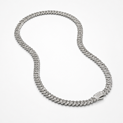 CADENA CUBANA HELADA CON ENLACE PRONG (PLATEADA) 8MM