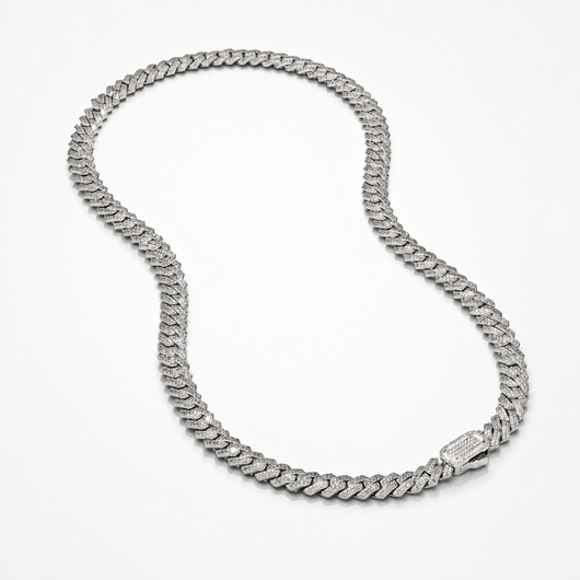 CADENA CUBANA HELADA CON ENLACE PRONG (PLATEADA) 8MM