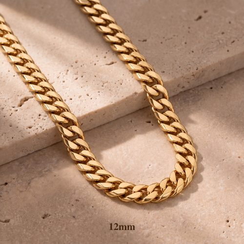 Cadena cubana Monaco de oro de 14 quilates