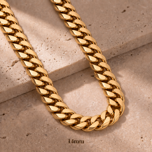 Cadena cubana Monaco de oro de 14 quilates