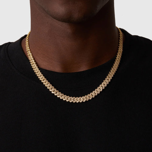 CADENA CUBANA ICED CON ESLABONES PRONG (ORO) 8MM
