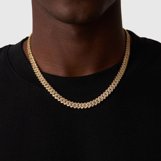 CADENA CUBANA ICED CON ESLABONES PRONG (ORO) 8MM
