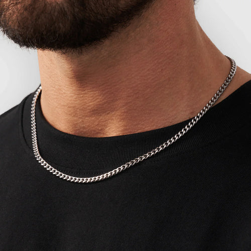 Cadena cubana de plata de 4 mm