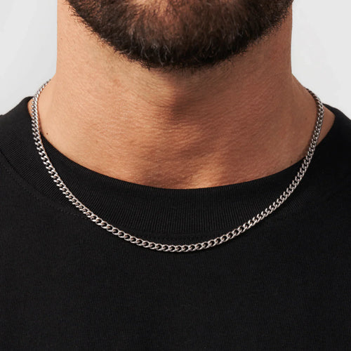 Cadena cubana de plata de 4 mm