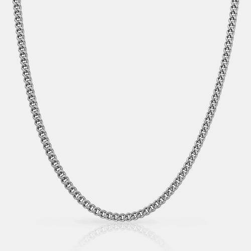 Cadena cubana de plata de 4 mm