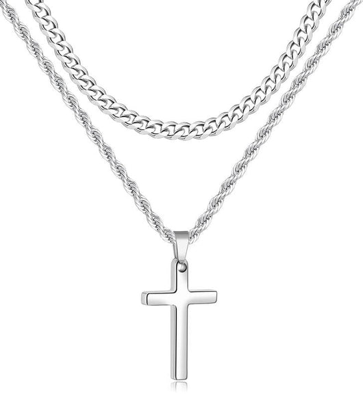 Cruz de acero inoxidable en capas