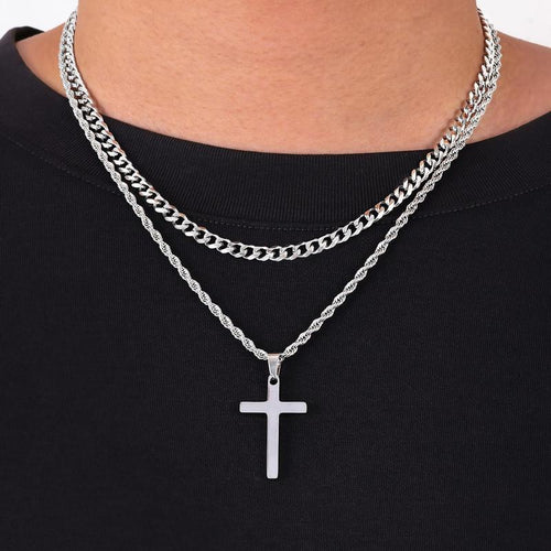 Cruz de acero inoxidable en capas