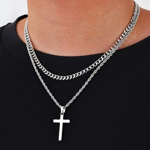 Cruz de acero inoxidable en capas