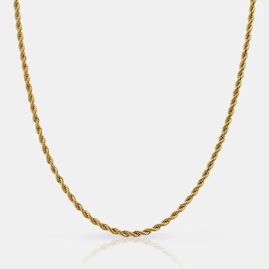 Cadena de cuerda dorada de 3 mm